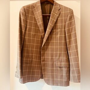 Hickey Freeman men’s sport coat, tan with white, 43R
